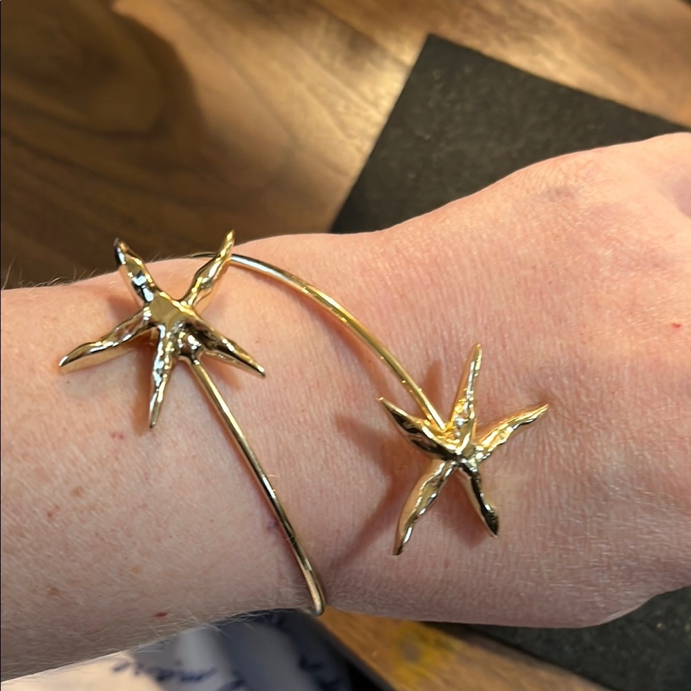 Gold Tone Starfish Cuff Bracelet